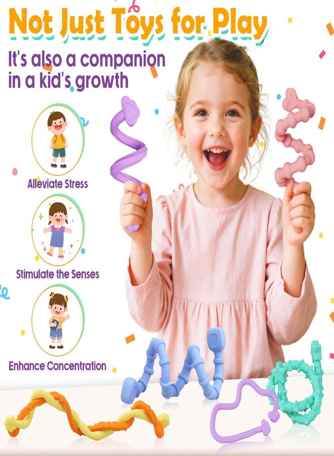 Britik Sensory Sticks Fidget Toys for Kids Adults: 6 Pack Silicone Textured Calming Sensory Toys for Anxiety Relief Kids with Autism, Classroom & Travel, Stocking Stuffers for Teen Girls Boys Kids - Image 3